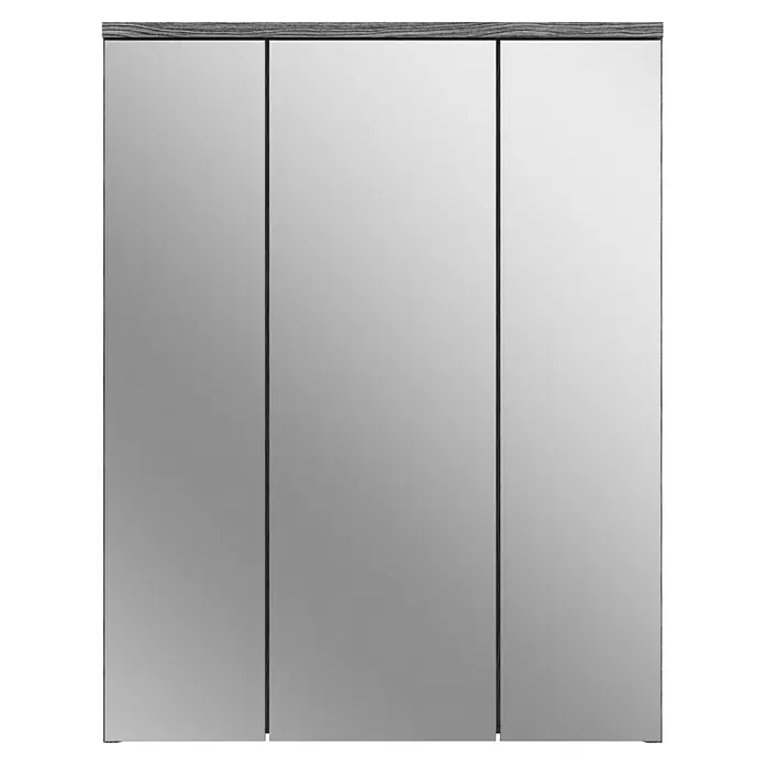 xonox.home Blake Spiegelschrank Blake - B x H: 60 x 77 cm, Ohne Beleuchtung, Holz, Rauchsilber - Spiegelschrank mit drei Türen und Holzrahmen. Praktischer und stilvoller Badschrank zur Aufbewahrung von Badutensilien.