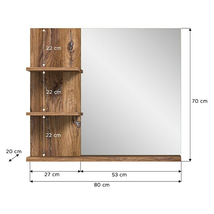 xonox.home Ramon Ablagespiegel Ramon (80 x 20 x 70 cm, Flagstaff Oak) | BAUHAUS