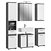 xonox.home Blake Badmöbel-Set Blake (164 cm, Weiß/Rauchsilber, Glänzend, Mit Beleuchtung, 5 -tlg.) | BAUHAUS