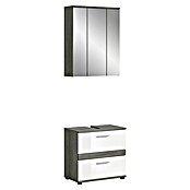 xonox.home Blake Badmöbel-Set mit Schubladen (60 cm, Weiß/Rauchsilber, Glänzend, Ohne Beleuchtung, 2 -tlg., 2 Schubladen) | BAUHAUS