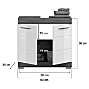 xonox.home Scout Waschtischunterschrank Scout (B x T x H: 60 x 34 x 56 cm, Weiß/Rauchsilber, Glänzend, 2 Türen) | BAUHAUS