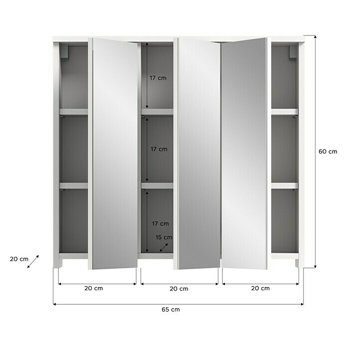 xonox.home Mood Spiegelschrank Mood (B x H: 65 x 60 cm, Ohne Beleuchtung, Holz, Weiß) | BAUHAUS