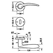 Startec Zimmertürgarnitur LDH 2169 (Türstärke: 38 - 42 mm, Profilzylinder PZ, Edelstahl, Form Drücker: Gebogen)