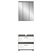 xonox.home Blake Badmöbel-Set mit Schubladen (60 cm, Weiß/Rauchsilber, Glänzend, Ohne Beleuchtung, 2 -tlg., 2 Schubladen) | BAUHAUS