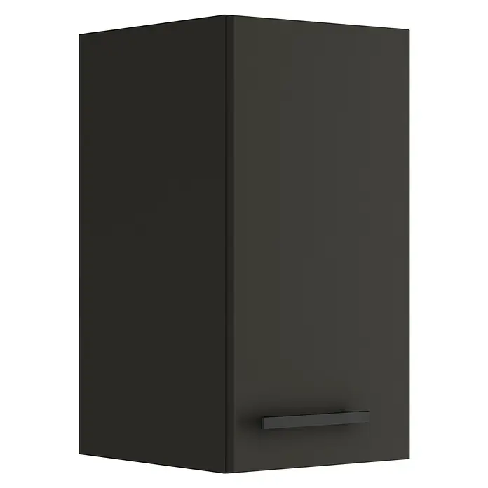 Optifit Madrid420 Hängeschrank - 34,6 x 30 x 57,6 cm, Anthrazit Matt - Abbildung eines modernen, schwarzen Hängeschranks mit minimalistischem Design und einem schlichten, horizontalen Griff.