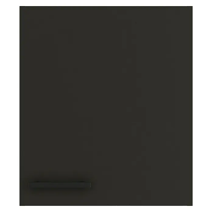 Optifit Madrid420 Hängeschrank - 34,6 x 50 x 57,6 cm, Anthrazit Matt - Nahaufnahme eines dunklen Küchenschranks mit einem eleganten, minimalistischen Griff, der das moderne Design betont.
