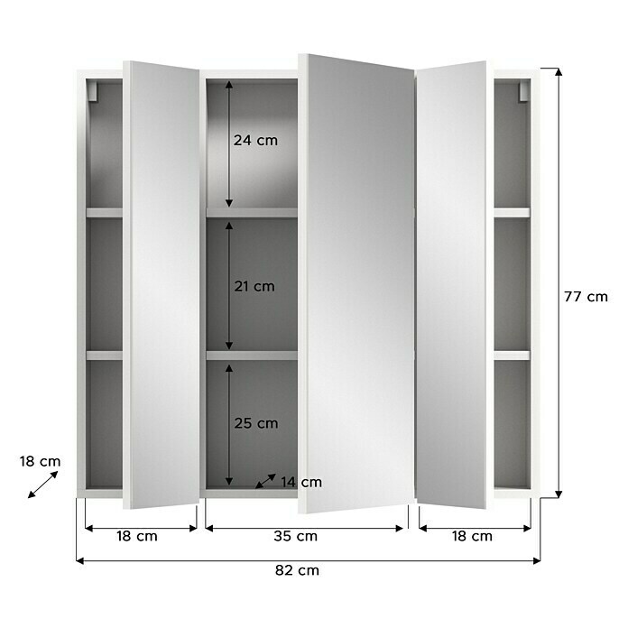 xonox.home Vira Spiegelschrank Vira (B x H: 82 x 77 cm, Ohne Beleuchtung, Holz, Weiß) | BAUHAUS