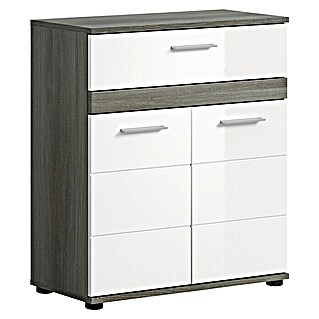 xonox.home Blake Midischrank Blake (B x T x H: 71 x 31 x 79 cm, Weiß/Rauchsilber)