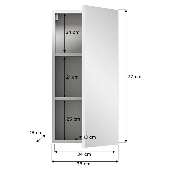 xonox.home Vira Spiegelschrank Vira (B x H: 38 x 77 cm, Ohne Beleuchtung, Holz, Weiß) | BAUHAUS