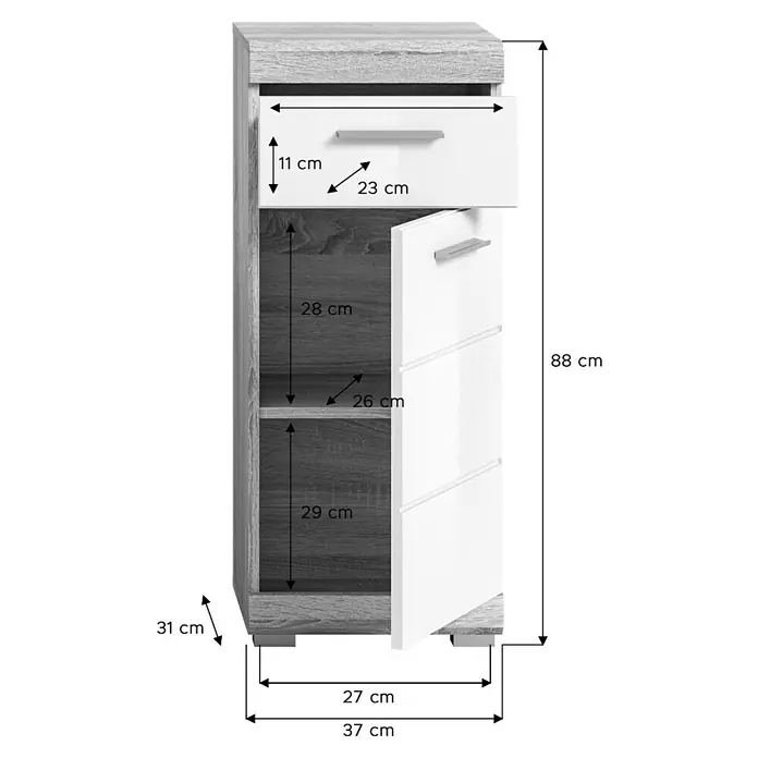 Toiletmeubel Met Waskom | 41 Cm Eiken Kader Front Hoogglans Wit Keramiek Waskom Eiken Blad Tmk10 00247