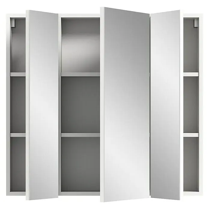 xonox.home Vira Spiegelschrank Vira - B x H: 82 x 77 cm, Ohne Beleuchtung, Holz, Weiß - Schrank mit Spiegeltüren und Regalen. Das Design ist modern und bietet viel Stauraum.