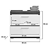 xonox.home Scout Waschtischunterschrank Scout (B x T x H: 60 x 34 x 56 cm, Weiß/Rauchsilber, Glänzend, 2 Schubladen) | BAUHAUS