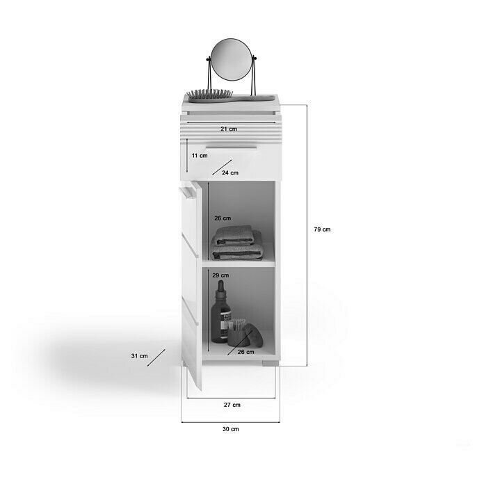 xonox.home Linus Unterschrank Linus (B x T x H: 30 x 31 x 79 cm, Weiß) | BAUHAUS