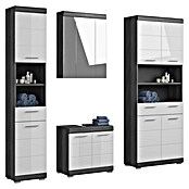 xonox.home Scout Badmöbel-Set Scout (186 cm, Weiß/Rauchsilber, Glänzend, Mit Spiegelschrank & Hochschrank 2) | BAUHAUS