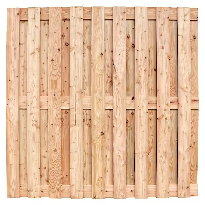Joda Sichtschutzelement Toronto - 180 x 180 cm, Holz, Natur - Heller Zaunpaneel aus Naturholz mit vertikalen Planken und zwei horizontalen Stützbalken.
