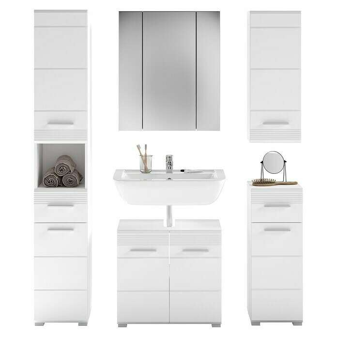 xonox.home Linus Badmöbel-Set Linus (150 cm, Weiß, Glänzend, Ohne Beleuchtung) | BAUHAUS