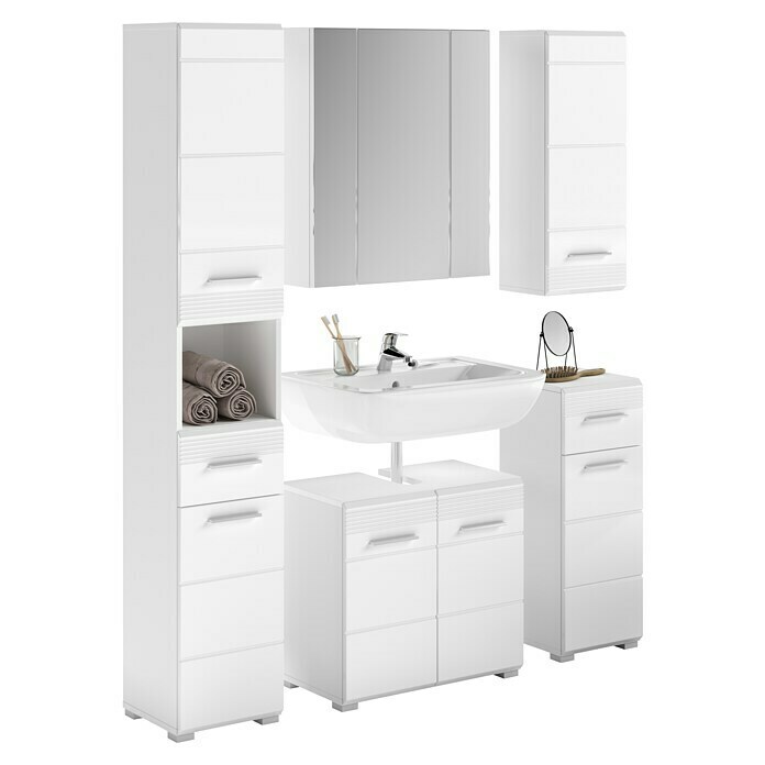 xonox.home Linus Badmöbel-Set Linus (150 cm, Weiß, Glänzend, Ohne Beleuchtung) | BAUHAUS