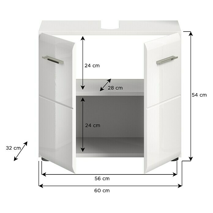 xonox.home Waschtischunterschrank Ice (B x T x H: 60 x 32 x 54 cm, Weiß, Glänzend) | BAUHAUS