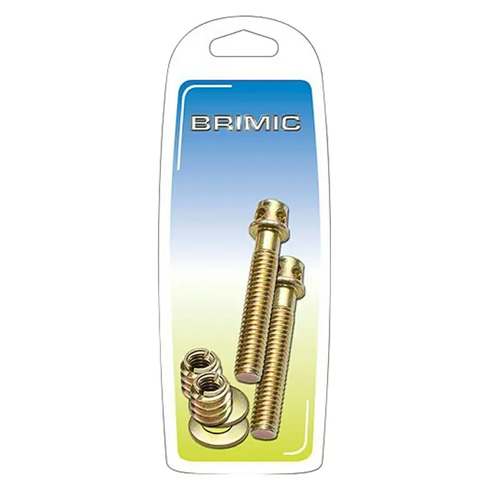 Micel Brimic Tornillo 92111 - Ø x L: 9 x 60 mm, 2 ud. - Juego de pernos y tuercas Brimic en blíster transparente. Ideal para reparaciones de bicicletas, incluye arandelas y tuercas.