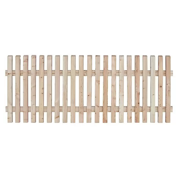 Joda Vorgartenzaun aus Douglasie/Lärche - 200 x 80 cm, Holz - Hellbrauner Lattenzaun aus Holz mit vertikalen Brettern und horizontalen Streben.