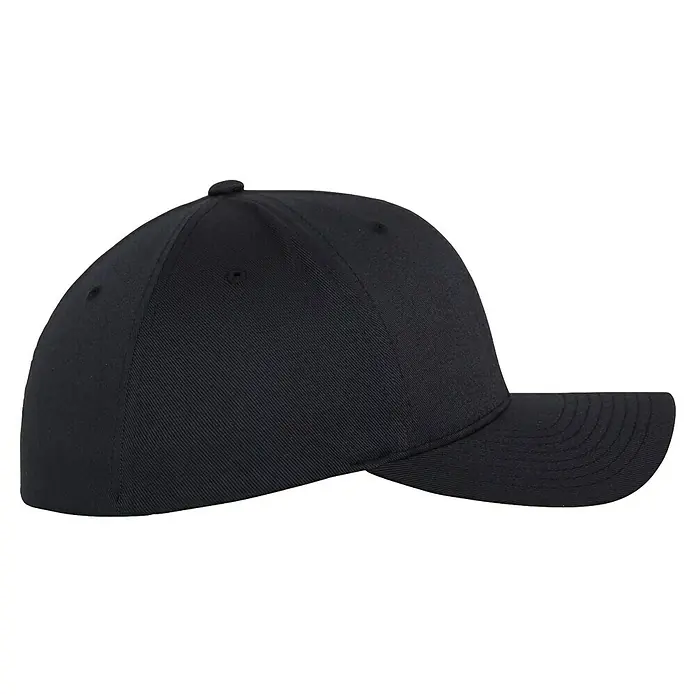 Flexfit Baseballkappe - Schwarz, XS/S - Schwarze Baseballkappe mit vorgebogenem Schirm, perfekt für Sport oder als modisches Accessoire im Alltag.