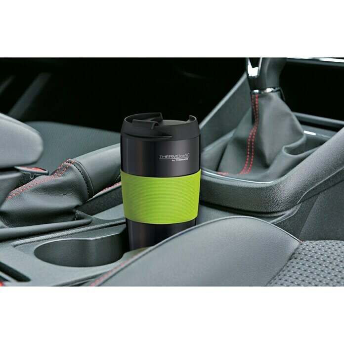 Thermos Thermo-Trinkbecher ThermoPro0,4 l, Schwarz/Lime Green Use Shot