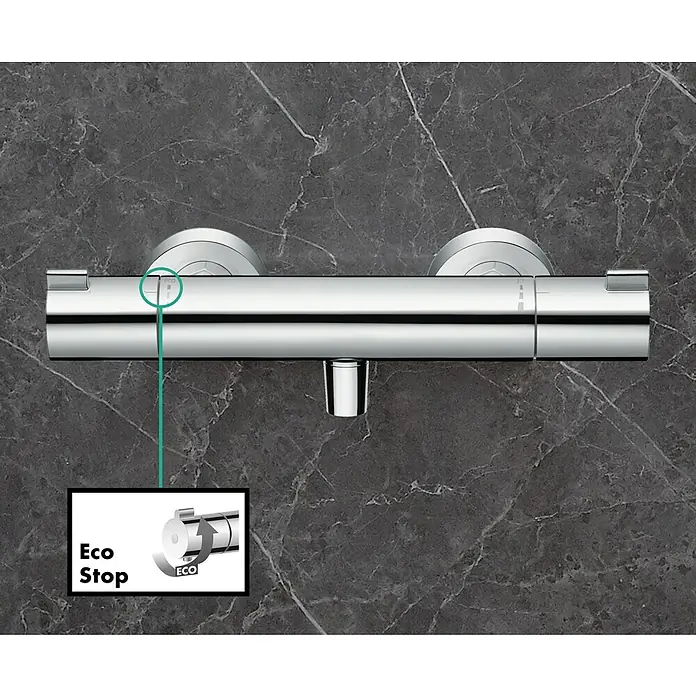 Hansgrohe Grifo con termostato MyFox - Ancho: 29,6 cm, Cromo, Resplandeciente - Grifo termostático con función Eco Stop para el consumo de agua. Diseño elegante para baños modernos.