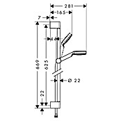 Hansgrohe Crometta Conjunto de ducha Crometta (Distancia entre orificios: 62,5 cm, Número de funciones: 1, Cromo)