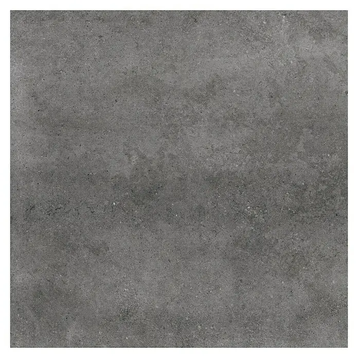 Terrassenfliese Materia - 80 x 80 x 2 cm, Grau, Matt - Nahaufnahme einer quadratischen, grauen Betonfliese mit feiner Textur und dunklem Rand, ideal für moderne Innenräume.