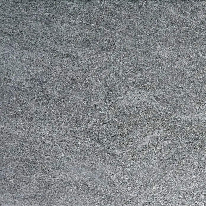 Terrassenfliese Nevada - 60 x 60 x 2 cm, Grau, Matt - Graue Steintextur. Die Oberfläche des Steins ist rau und weist feine, gewundene Linien auf, die dem Material einen natürlichen Look verleihen.