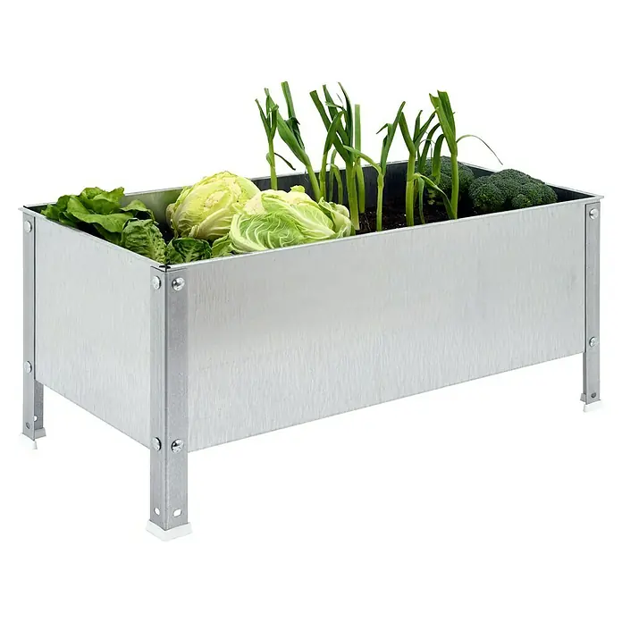 Simonrack Simongarden Huerto Urbano Urban - 120 x 120 x 41 cm, Aluminio, Galvanizado - Jardinera elevada de metal con lechuga, repollo, puerros y brócoli.