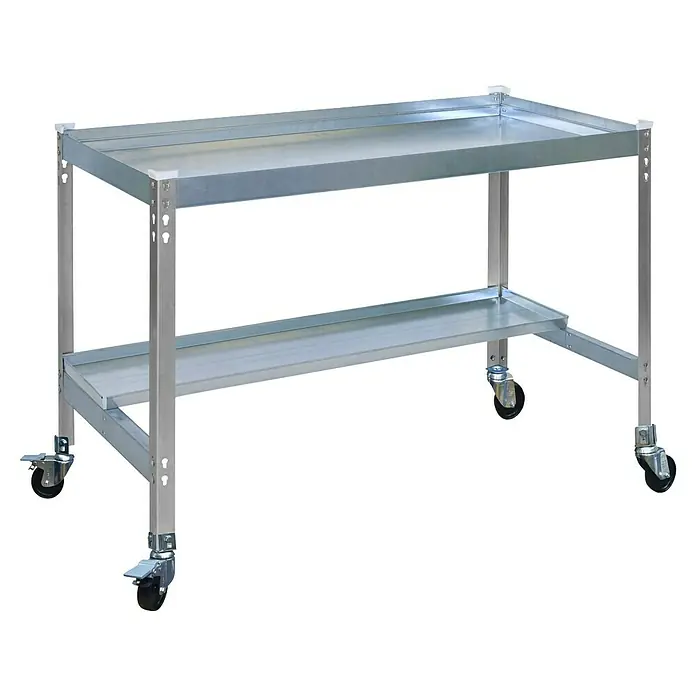 Simonrack Simongarden Mesa de cultivo Desk Mob - L x An x Al: 60 x 120 x 85 cm, Aluminio, Galvanizado/Gris - Carrito de servicio de acero inoxidable con dos estantes y ruedas. Ideal para hostelería o taller.