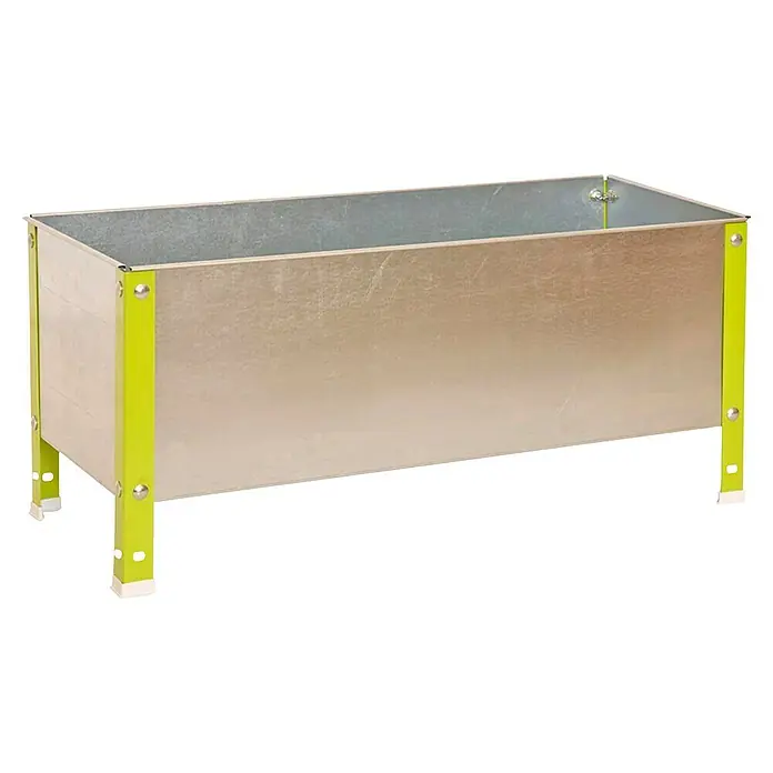 Simonrack Simongarden Huerto Urbano Urban - 40 x 120 x 41 cm, Aluminio, Galvanizado/Verde - Jardinera rectangular elevada con patas robustas de color verde claro y una bañera resistente de color plateado, ideal para el jardín o patio.