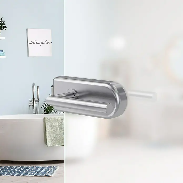 Diamond Doors Glastürbeschlag Sky UV - Edelstahloptik, Bandbohrung/Bänder: Office 3-teilig, Unverschließbar - Moderne Handtuchstange aus Edelstahl im Badezimmer. Stilvolles Accessoire für Badtextilien und ein elegantes Designelement.