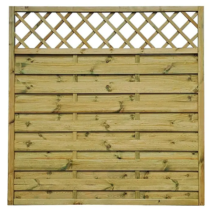 Joda Sichtschutzelement Roma - 180 x 180 cm, Kesseldruckimprägniert Grün - Holzzaun mit Rautenmuster-Element oben, ideal als Sichtschutz oder zur Gartengestaltung. Robust und natürlich schön für jeden Außenbereich.