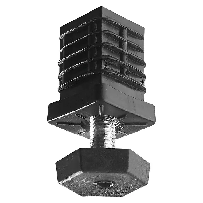 Hettich Regulierschrauben - L x B x H: 24 x 24 x 40 mm, Verstellbar: 22 mm, M 8 - Schwarzer, verstellbarer Möbelbein-Nivellierfuß aus Kunststoff mit Gewinde zur Höhenanpassung. Ideal für Möbel.