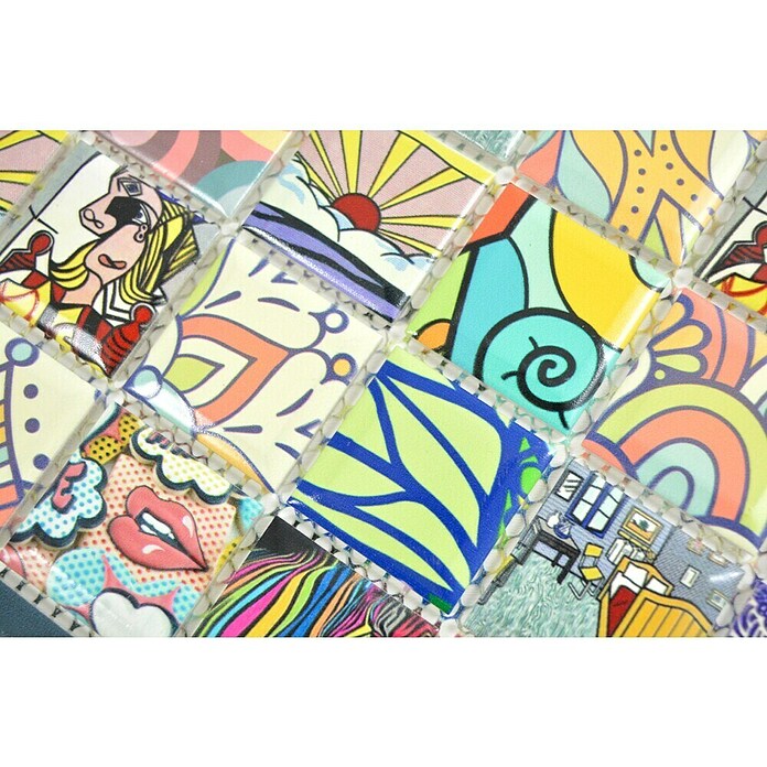 Mosaikfliese Quadrat Mix CG POP (30 x 30 cm, Mehrfarbig, Glänzend)