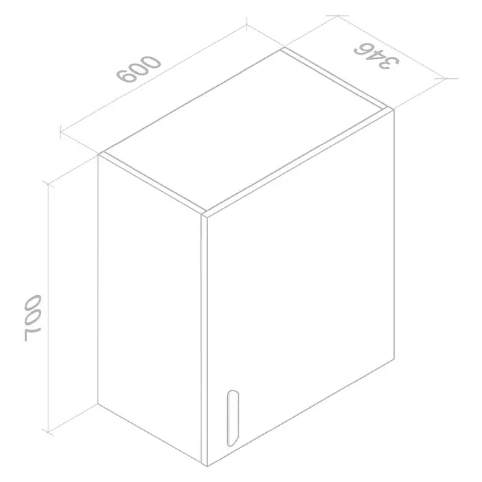 Top Element B Mueble alto de cocina - An x Pr x Al: 60 x 33 x 70 cm, Blanco - Vista en perspectiva de un mueble de baño con dimensiones de 700x600x346 mm, ideal para baños modernos.