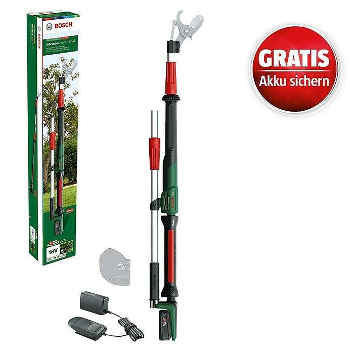 Bosch Power for All 18V Akku-Gartenschere AdvancedPrune 18V-45 mit Verlängerungsstange (18 V, Li-Ionen, 1 Akku, Max. Aststärke: 45 mm) | BAUHAUS