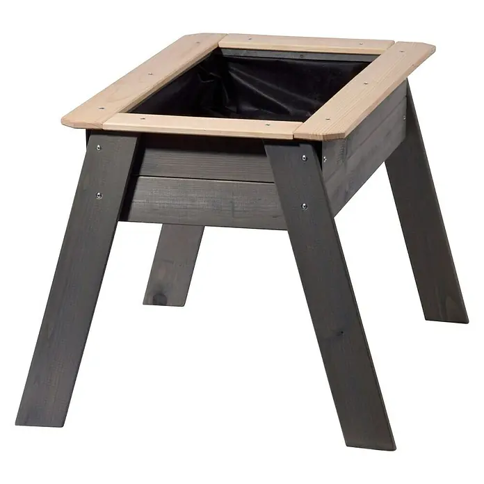 Dobar Hochbeet für Kinder - 78 x 60 x 50 cm, Holz, Grau - Erhöhter Pflanzkasten aus Holz mit dunklen Beinen und hellem Rand, ideal für Gartenliebhaber.
