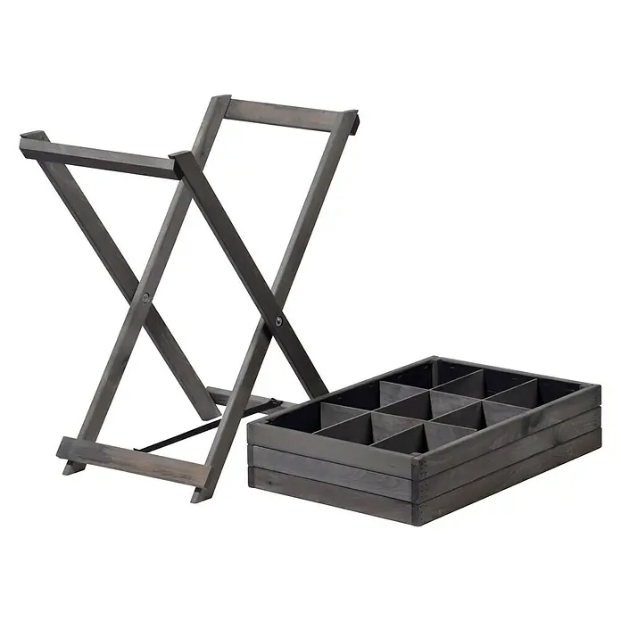 Dobar Kräuterhochbeet - L x B x H: 58 x 38 x 75 cm, Braun - Das graue Tablett mit Fächern und dem passenden Ständer bietet eine elegante Lösung für die Organisation von Gegenständen im Haus.