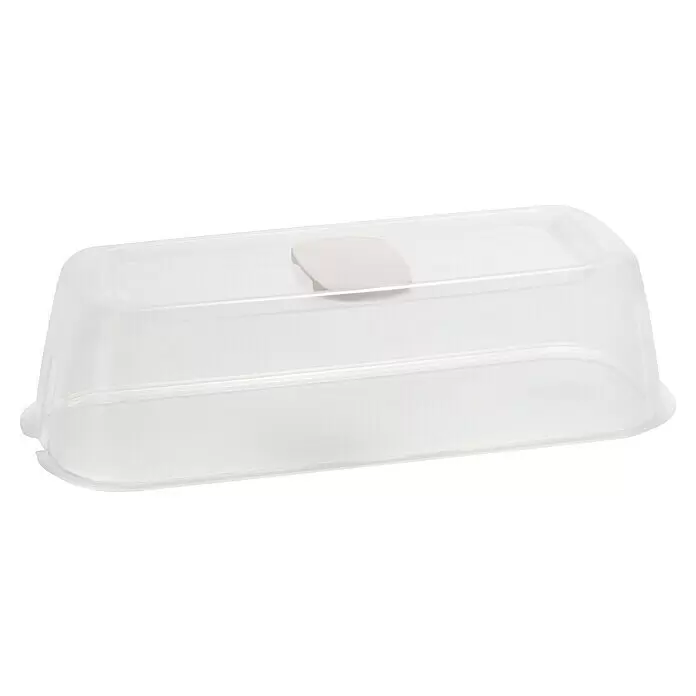 Romberg BoQube Anzuchthaube S - L x B x H: 28 x 8 x 12 cm, Weiß - Transparente, rechteckige Kunststoff-Abdeckhaube mit weißem Griff.