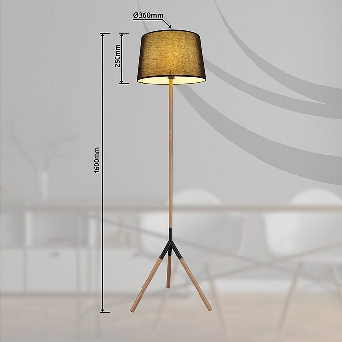 Globo Kikki Stehleuchte (40 W, Holz, Ø x H: 48 x 160 cm, E27, 1 Stk.) | BAUHAUS