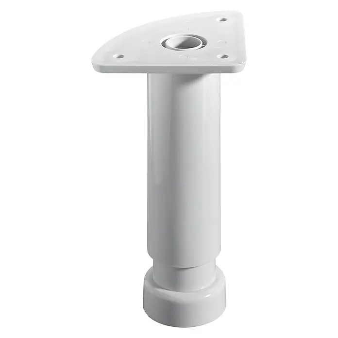 Hettich Sockelverstellfuß - Verstellbar: 130 mm - 180 mm, Durchmesser: 32 mm, Traglast: 30 kg, Weiß - Weißes, verstellbares Möbelbein mit Montageplatte für eine einfache Installation und stabile Unterstützung.