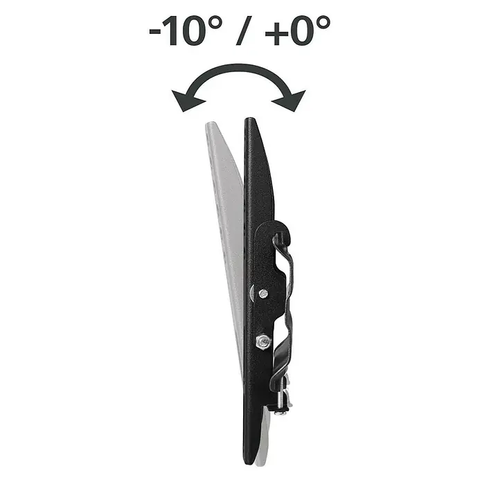 Hama TV-Wandhalterung neigbar - Passend für: Bildschirmdiagonale 19 - 48″, Belastbarkeit: 25 kg, Wandabstand: 2,9 cm - Schwarze TV-Wandhalterung mit hellgrauem Bügel, Seitenansicht, zeigt eine Neigung von 0° bis -10° nach unten.