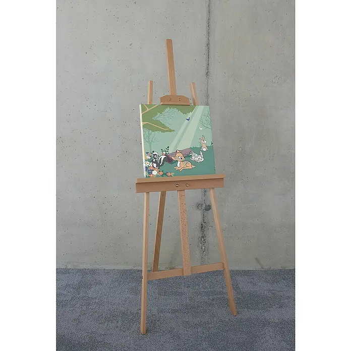Komar Bambi Leinwandbild - Bambi - Life in the Forest, B x H: 40 x 40 cm - Holzstaffelei mit einem bezaubernden Bambi-Gemälde, das die Magie der Kindheit einfängt und jeden Raum mit Charme erfüllt. Perfekt für kleine Künstler!