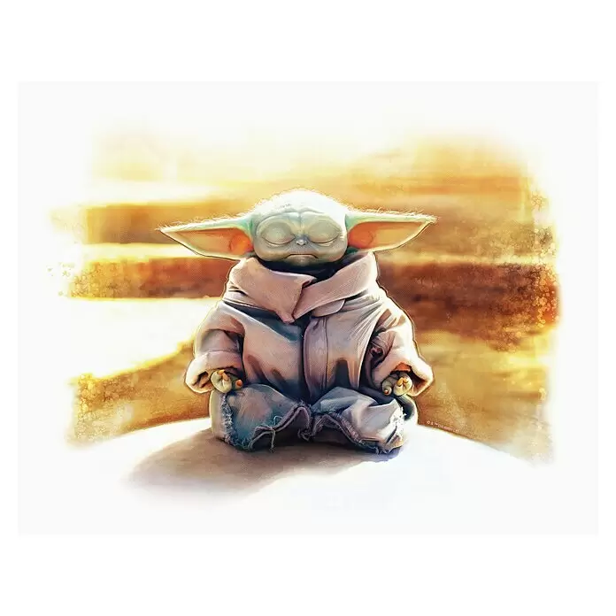Komar Star Wars Leinwandbild - The Mandalorian - Grogu Meditation King, B x H: 40 x 30 cm - Grogu, auch bekannt als Baby Yoda, meditiert friedlich mit geschlossenen Augen in seinem hellen Gewand.