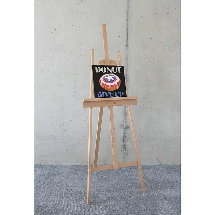 Komar Leinwandbild - Donut - Give Up, B x H: 30 x 30 cm - Das "Donut Give Up"-Motiv steht auf einer Staffelei vor einer Betonwand, ein witziger Hingucker für jeden Raum.