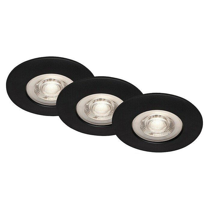 Briloner Led-inbouwspotset Kulana (Zwart, 3 st., Warm wit) | BAUHAUS