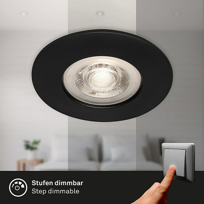 Briloner Led-inbouwspotset Kulana (Zwart, 3 st., Warm wit) | BAUHAUS